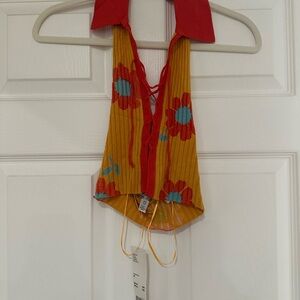 Urban Outfitters Red and Yellow Floral Tank Top